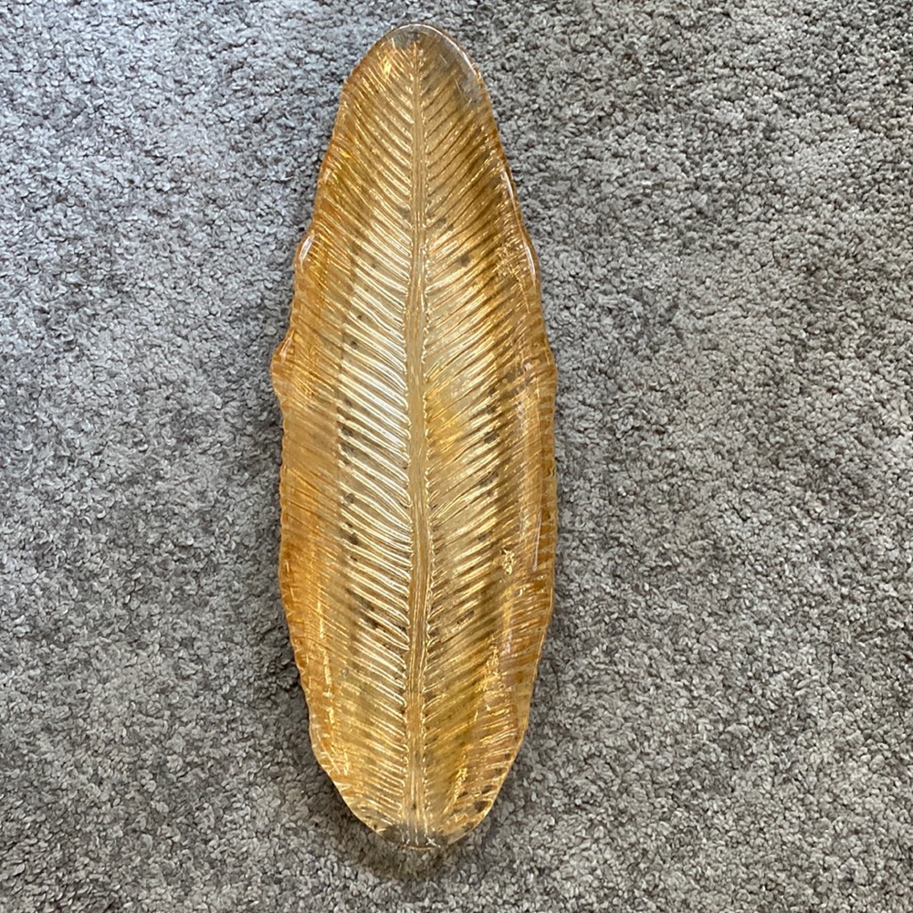 Long Gold Leaf Home decor Bowl for keys, candles, etc